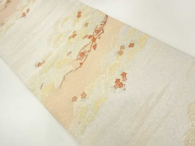 JAPANESE FUKURO OBI / WOVEN PINE & UME